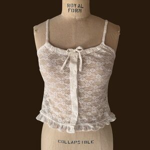 Brandy Melville White Lace Sheer Tank Top